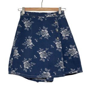 4/$25 Vintage Paquette Byer California Skort Floral Rose Print Wrap Skirt Shorts